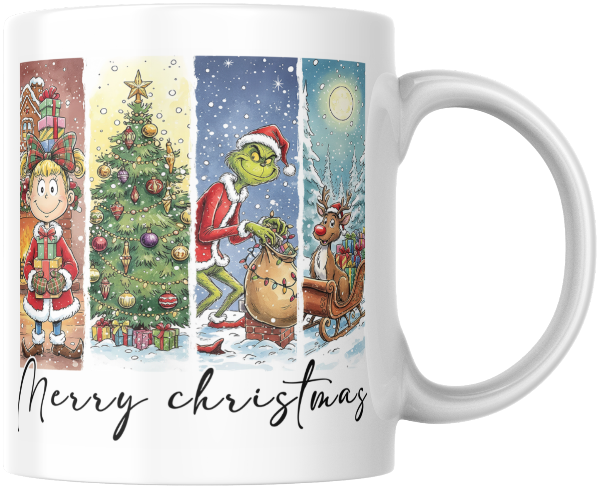 Merry Christmas Grinch & Cindy Lou Who Mug - Festive Whoville Holiday Scene Gift