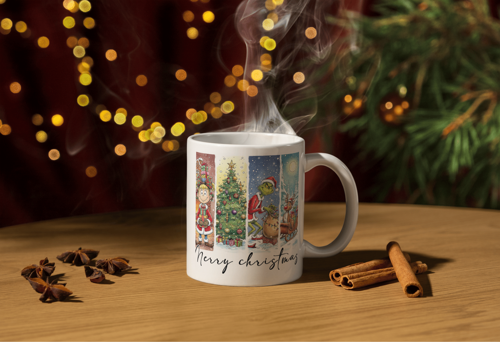 Merry Christmas Grinch & Cindy Lou Who Mug - Festive Whoville Holiday Scene Gift