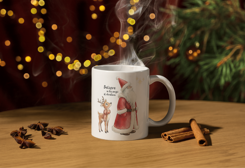 Believe in the Magic of Christmas Mug - Santa & Reindeer Festive Gift