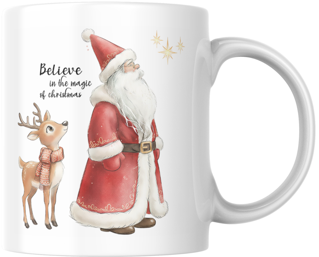 Believe in the Magic of Christmas Mug - Santa & Reindeer Festive Gift