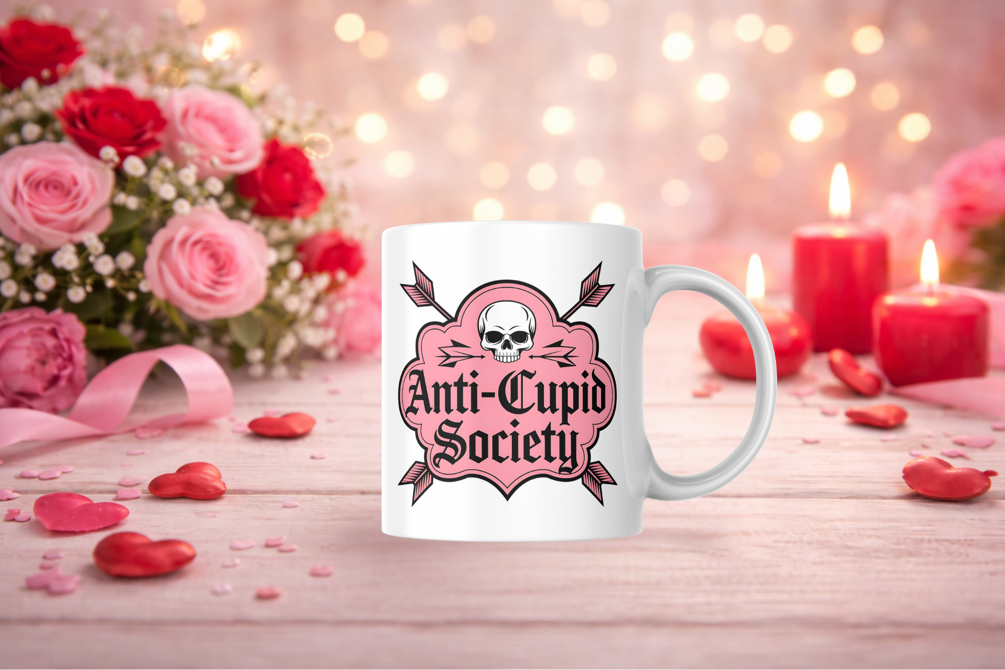 "Anti-Cupid Society" Anti-Valentine's Day Mug