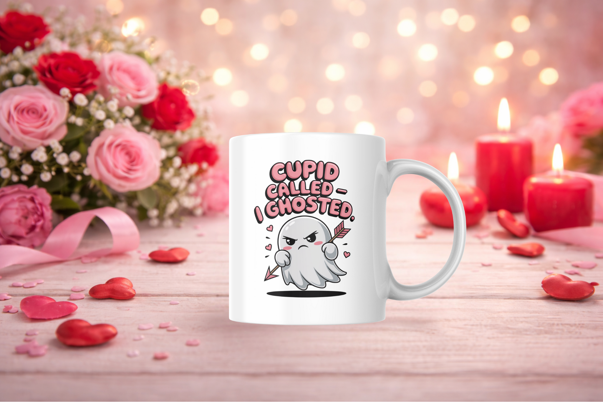 "Cupid Called - I Ghosted" Funny Valentine's Mug