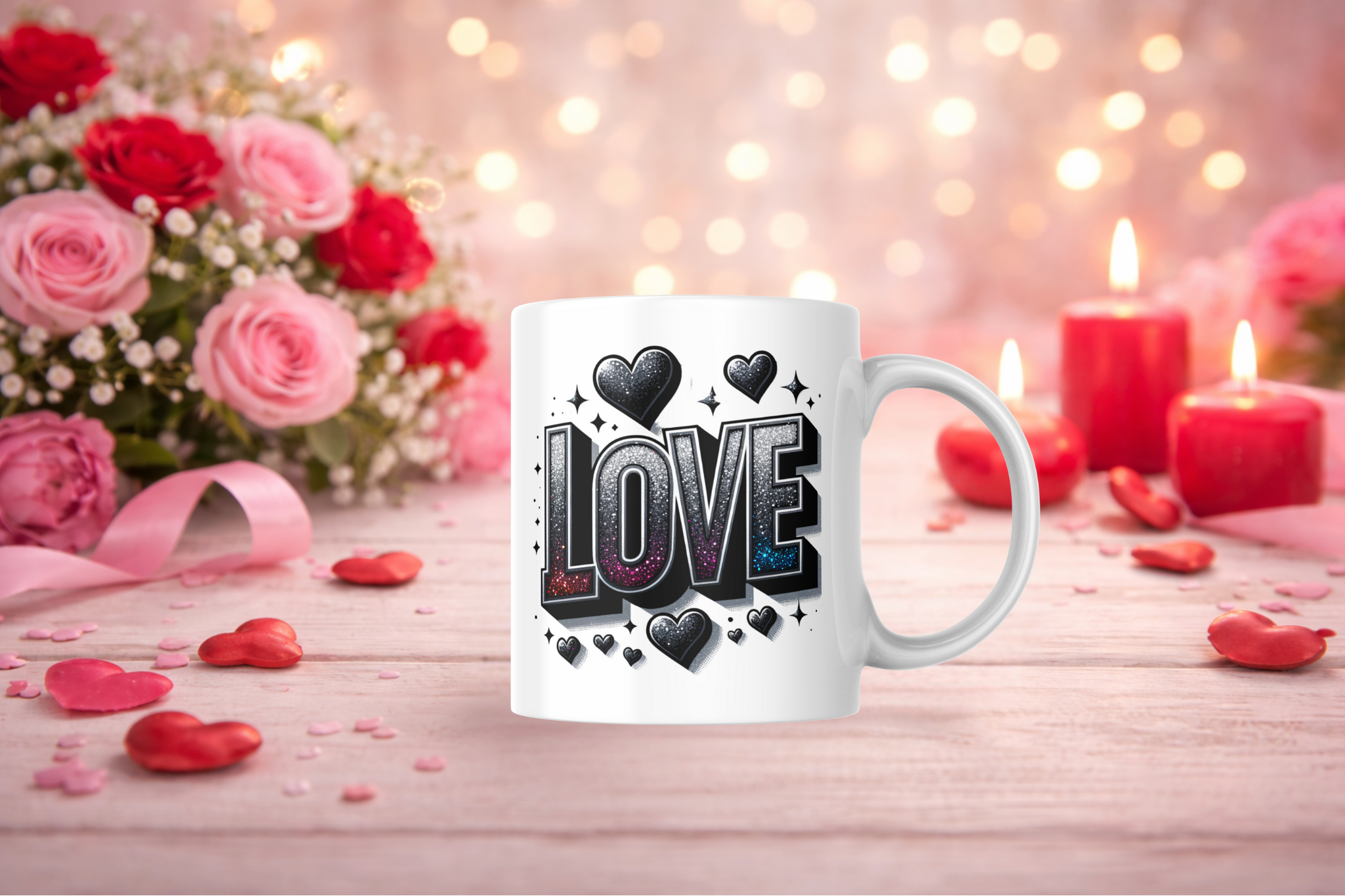 Modern Glitter "LOVE" Valentine’s Mug