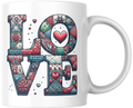 Artistic Patchwork "LOVE" Heart Valentine’s Mug