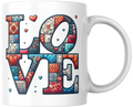 Artistic Patchwork "LOVE" Valentine’s Mug