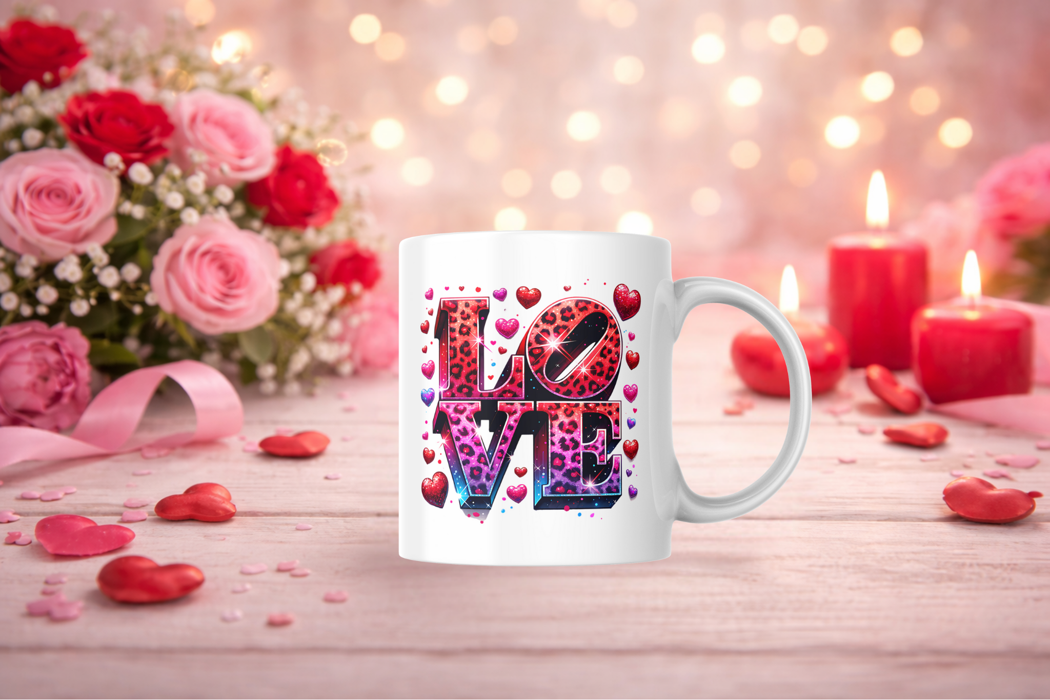 Pink Leopard Print "LOVE" Valentine’s Mug