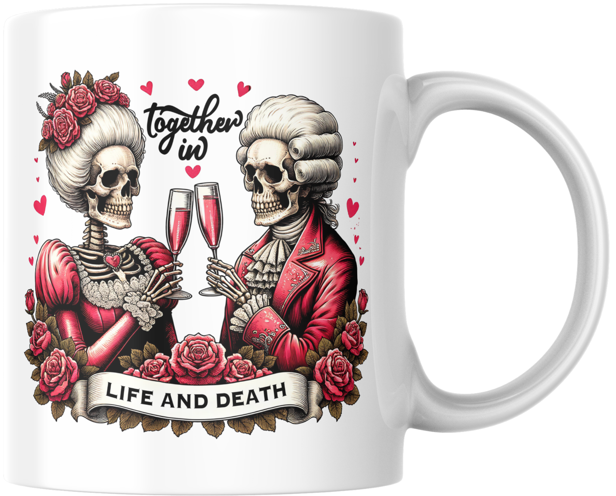 "Together in Life and Death" Skeleton Mug